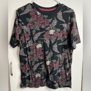 Eighty Eight Floral Skeleton Hand Graphic Tee Shirt